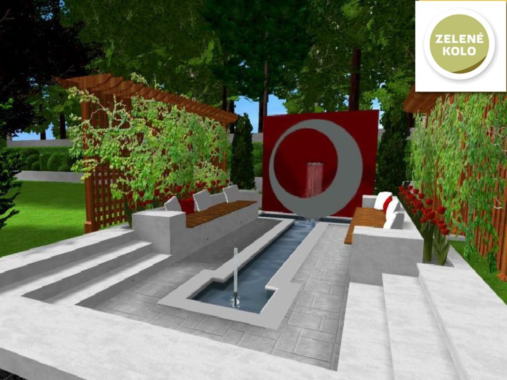 Design of a water feature with a rest area