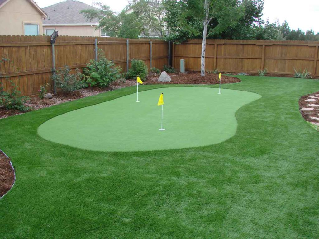 Patting green with artificial turf for training