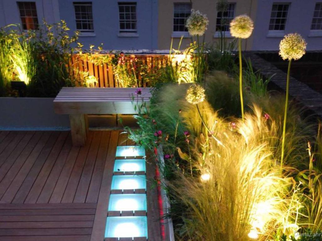 Practically illuminated terrace for evening parties