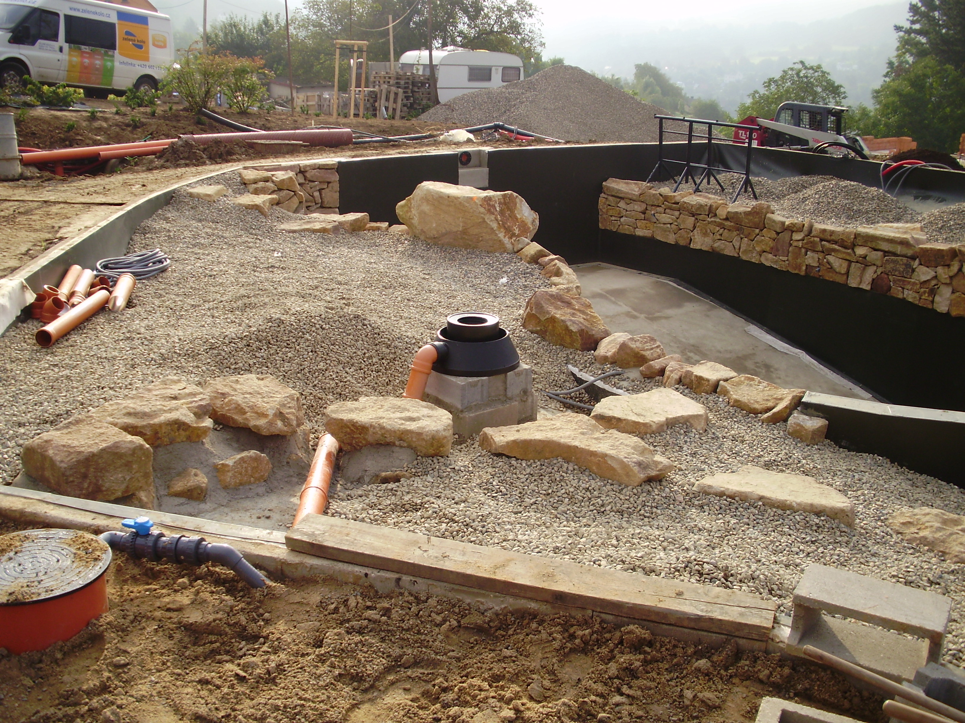 Natural bathing Biotope with waterfall