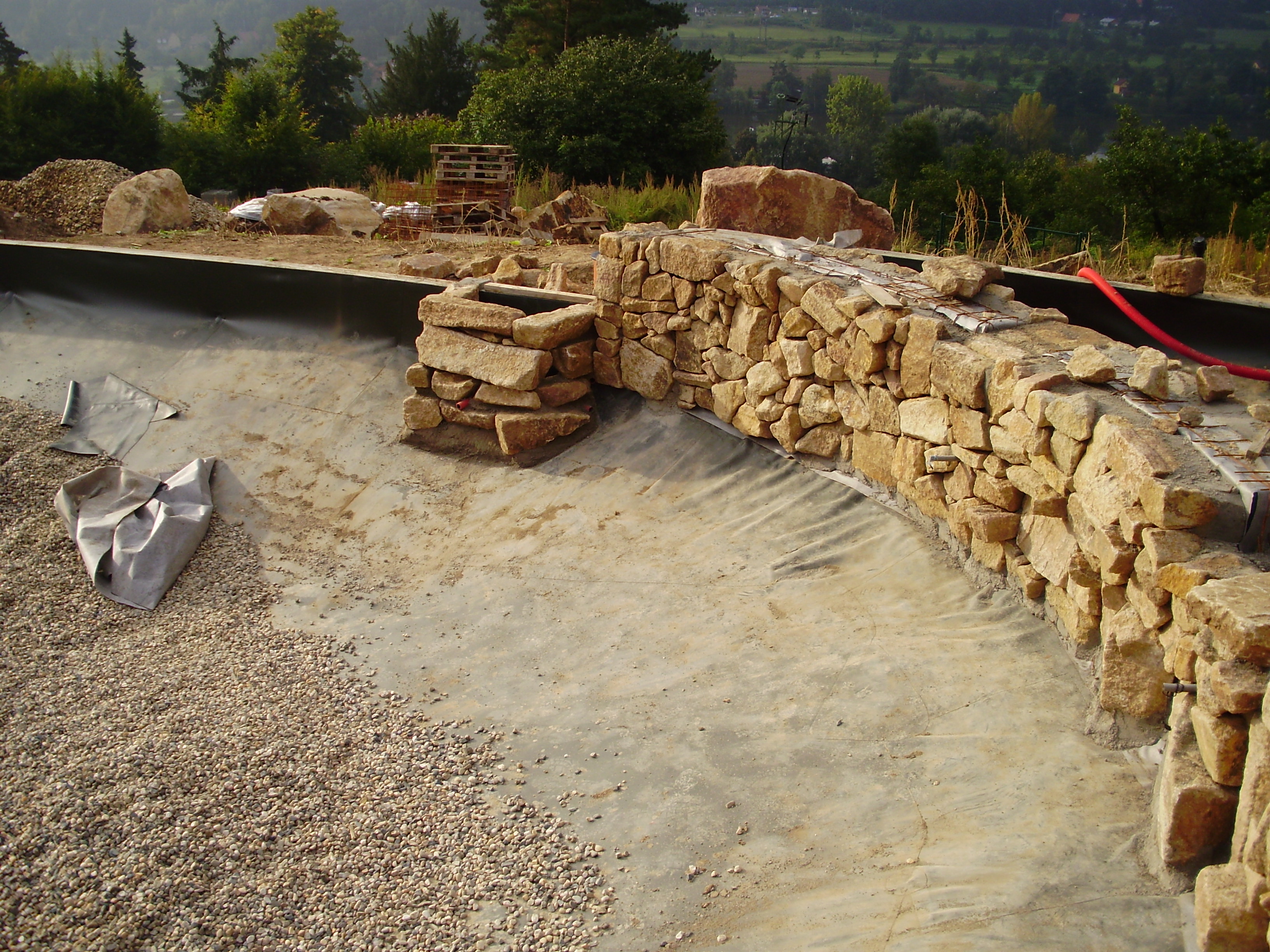 Natural bathing Biotope with waterfall