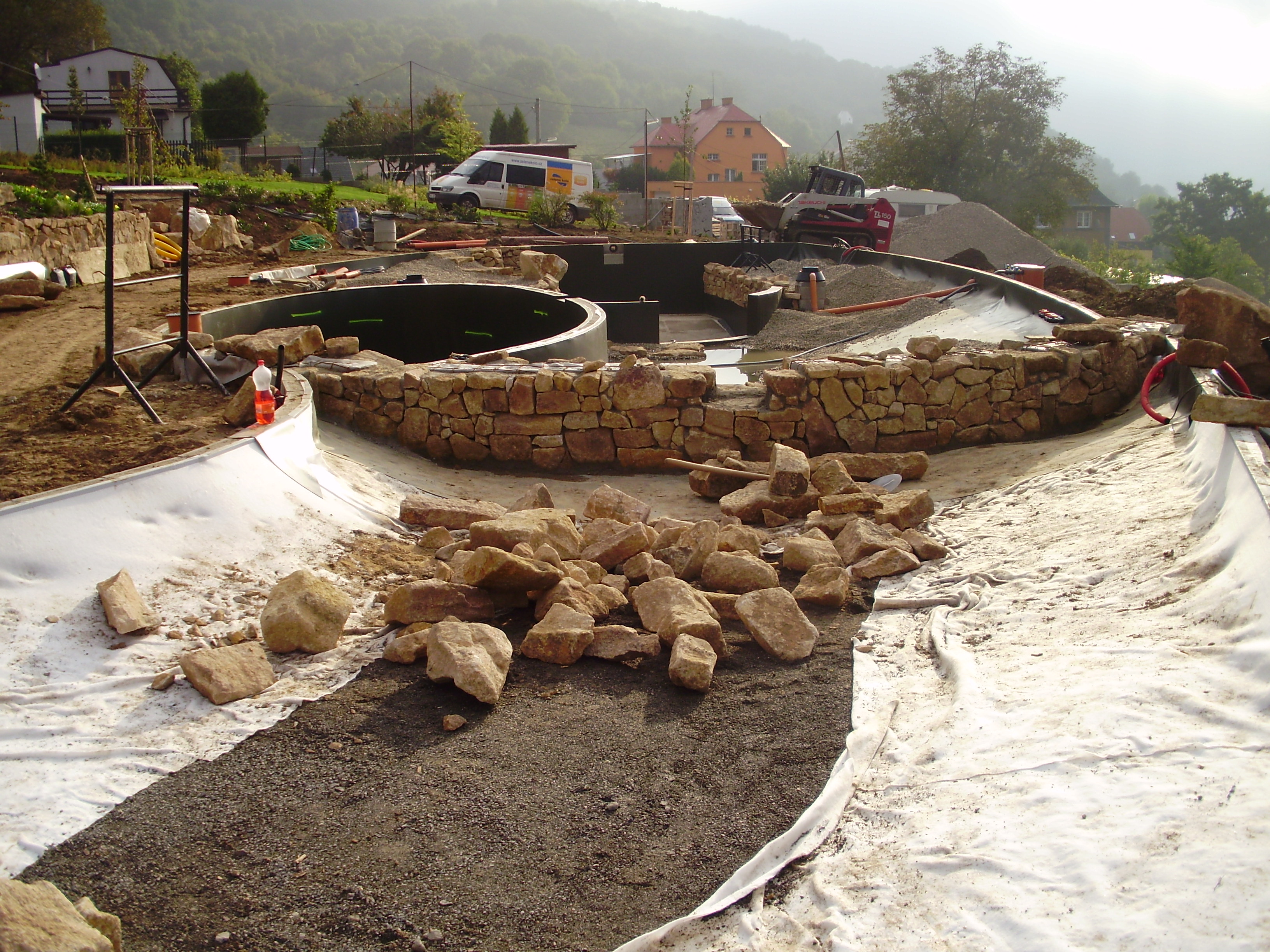Natural bathing Biotope with waterfall
