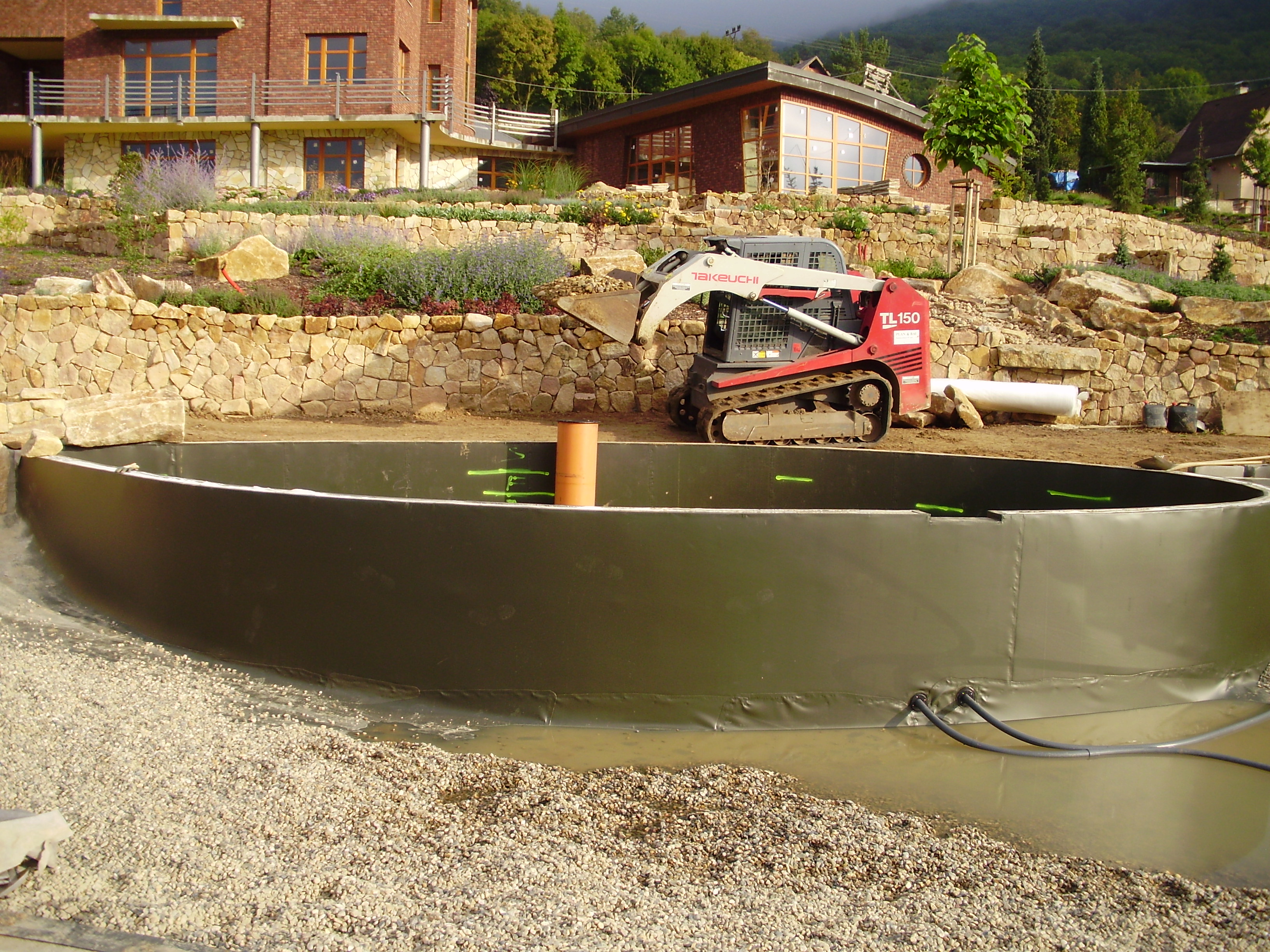 Natural bathing Biotope with waterfall