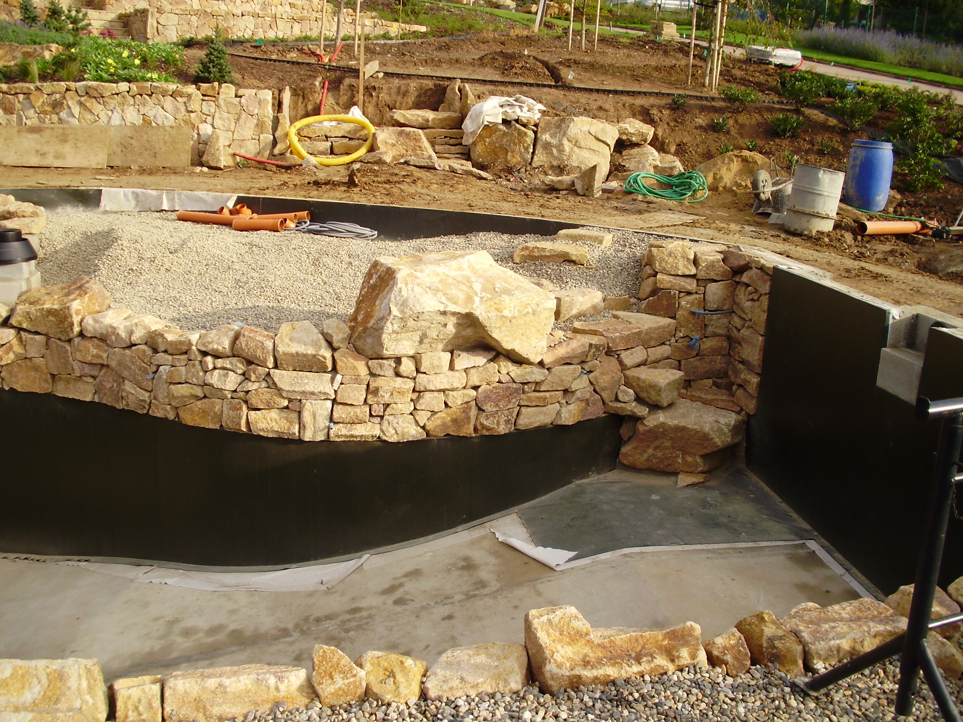 Natural bathing Biotope with waterfall