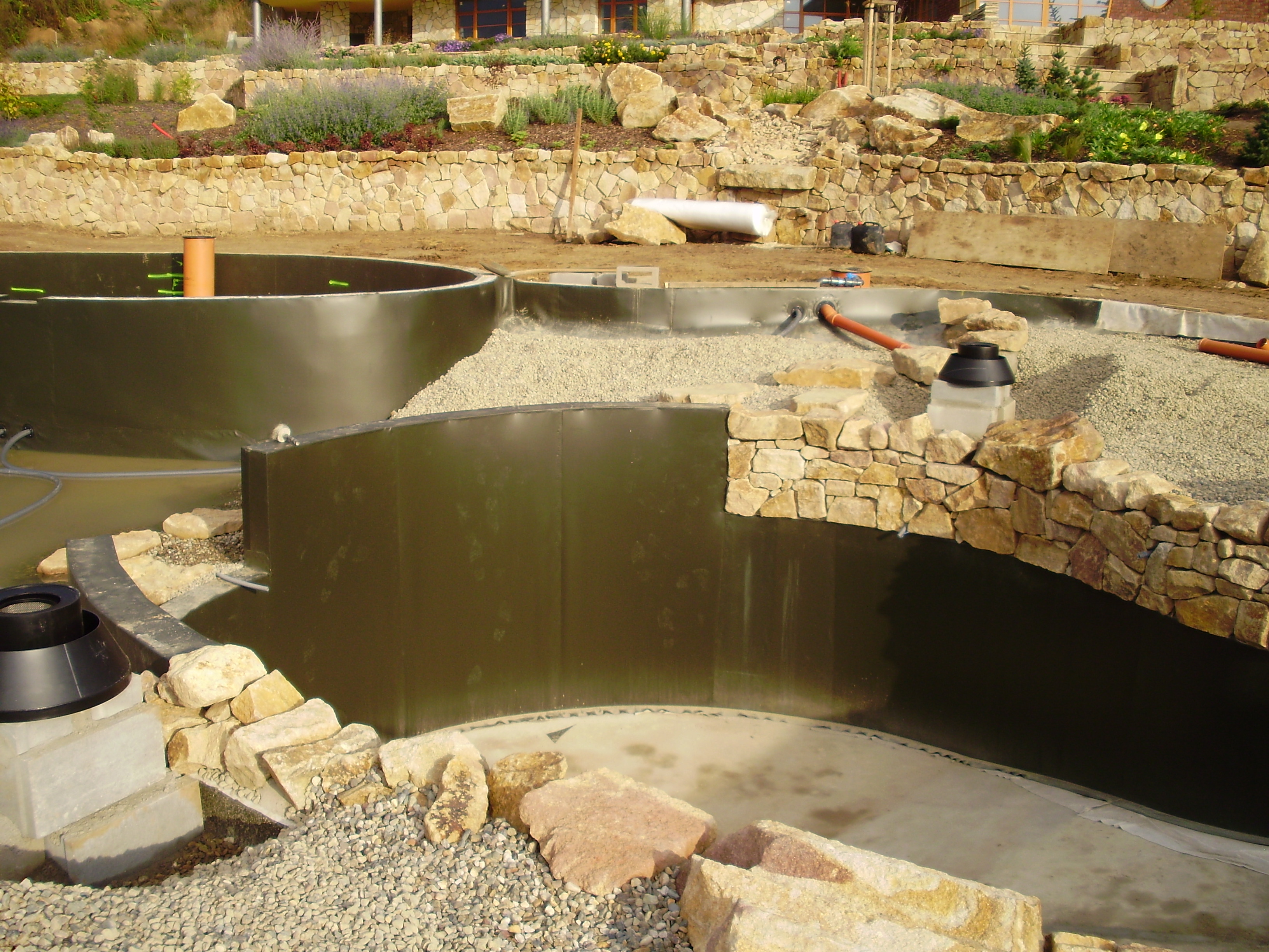 Natural bathing Biotope with waterfall