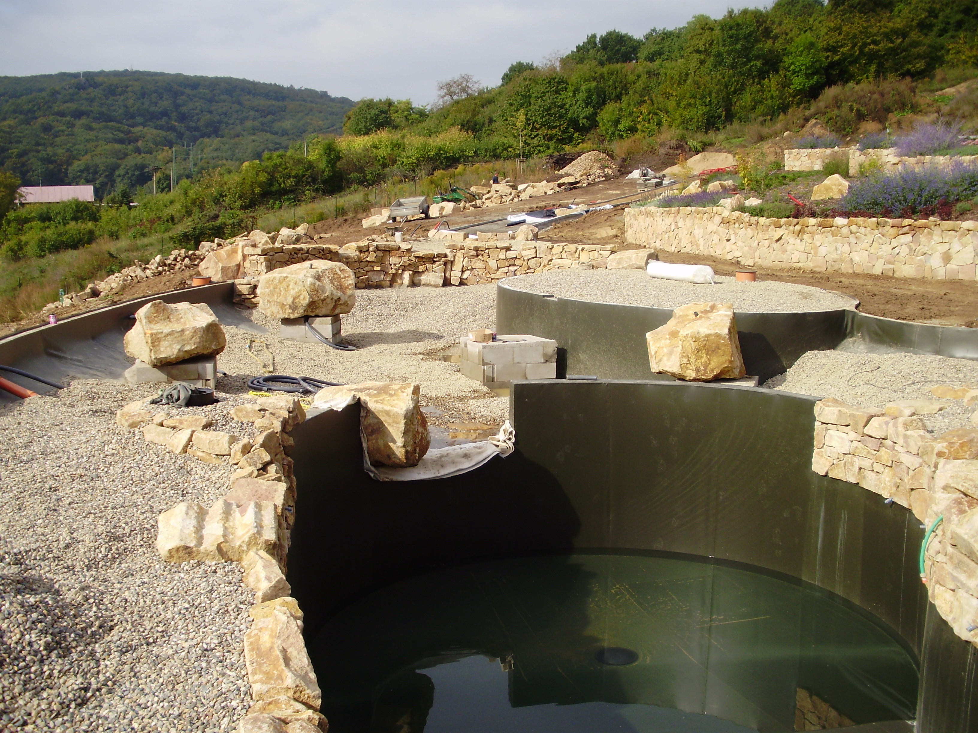 Natural bathing Biotope with waterfall