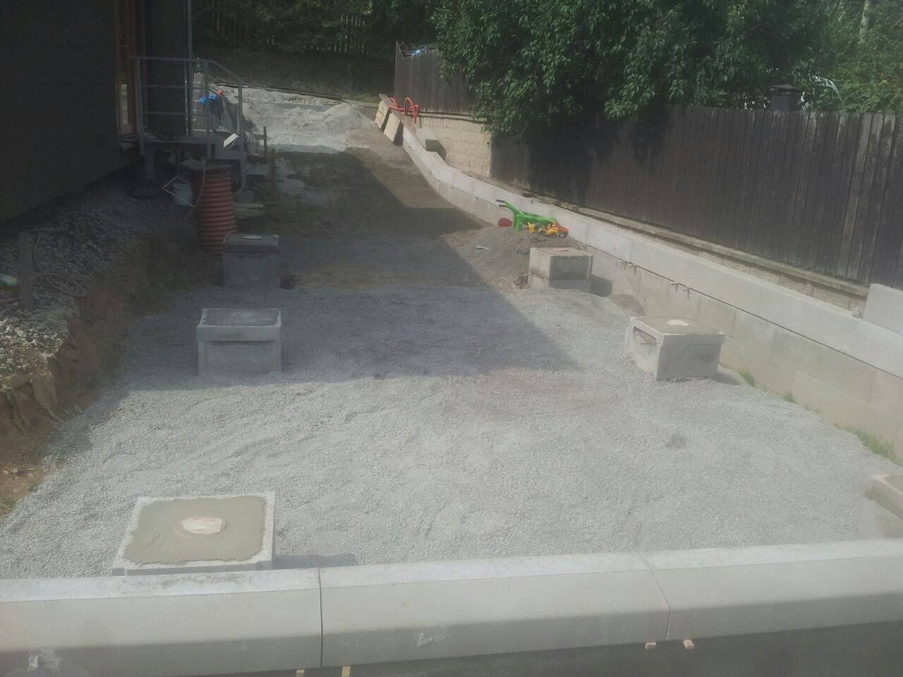 Pavement and access staircase at the family house