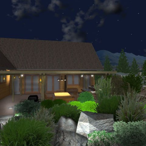 Visualization of lighting in a garden project