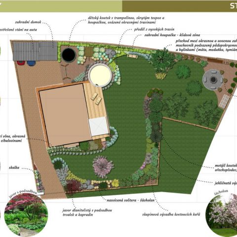 3D study of garden floor plan