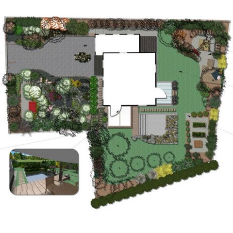 Garden floor plan with view